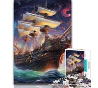 1000 Piece Jigsaw Galaxy Pirate Ship Adult Puzzles 1000 Pieces,Learning Educational Toys Family Games Enhance Love between Couples 26x38cm