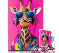 1000 Piece Jigsaw Giraffe Listening to Music 1000 Piece Jigsaw Puzzles for Teenagers Gifts,Wall Decoration Unique Birthday And Xmas Gifts Suitable for And 14 50x75cm