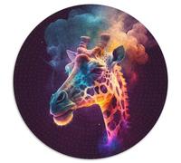 1000 Piece Jigsaw Giraffe Nebula Round Jigsaw Puzzles 1000 Pieces for Adults Perfect for Home & Office Decor, Parties, Birthdays 67.5x67.5cm