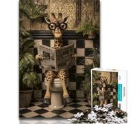 1000 Piece Jigsaw Giraffe on The Toilet Jigsaws 1000 Pieces for Teenagers,Stress Reliever Difficult Challenge Unique Home Decor And Gifts (38x26cm)
