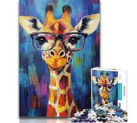 1000 Piece Jigsaw Giraffe Wearing Glasses Puzzles 1000 Pieces for Teenagers,Decompressing Intellectual Educational Toy Birthday Present, Gifts 26x38cm