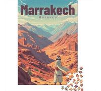 1000 Piece Jigsaw, Girl Overlooking Atlas Mountains in Pastel Dawn, 70x50cm/1000pcs