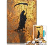 1000 Piece Jigsaw Golden Grim Reaper 1000 Piece Jigsaw Puzzle for Adults And Teenagers,Unique Home Decor And Gifts for Age 14 (26x38cm)
