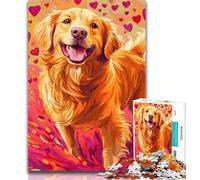 1000 Piece Jigsaw Golden Retriever And Fallen Leaves Adult Jigsaw Puzzles 1000 Pieces,Family Game Stress Reliever Difficult Challenge Great Gifts And Toys 50x75cm