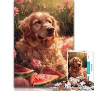 1000 Piece Jigsaw Golden Retriever And Fallen Leaves Adult Jigsaw Puzzles 1000,Toys Educational Games Stress Relieving Great Gifts And Toys 50x75cm