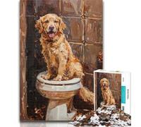 1000 Piece Jigsaw Golden Retriever in The Toilet 1000 Pieces Jigsaw Puzzles for Adults And Teens,Fun Activity for Home, Rainy Days Toys, Birthday Gifts 50x75cm