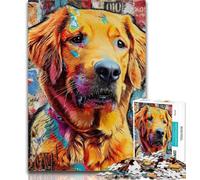 1000 Piece Jigsaw Golden Retriever Oil Painting 1000 Pieces Jigsaw Puzzles For Teens And Adults,Toys Educational Games Stress Relieving Enhance Love between Couples 50x75cm