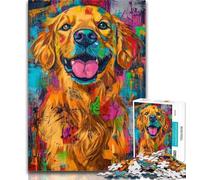1000 Piece Jigsaw Golden Retriever Oil Painting Jigsaw Puzzle 1000 Pieces for Adults,Decompressing Intellectual Educational Toy Great Gifts And Toys 26x38cm