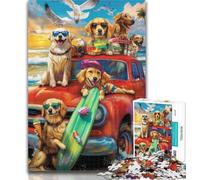 1000 Piece Jigsaw Golden Retriever on Vacation Adult Puzzles 1000 Pieces,Learning Educational Toys Family Games Enhance Love between Couples 75x50cm