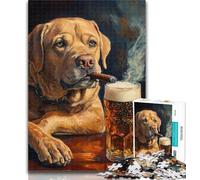 1000 Piece Jigsaw Golden Retriever Smoking 1000 Pieces Jigsaw Puzzles For Teens And Adults,Fully Interlocking & Randomly Shaped Pieces 50x75cm