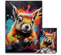 1000 Piece Jigsaw Graffiti Painting Squirrel Challenging Puzzles Relaxing Entertainment, Home Decor 26X38CM/10.23x14.96inch