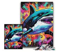 1000 Piece Jigsaw Graffiti Painting Whale cardboard Jigsaw Puzzles Size 26x38cm Interactive Family Game, DIY Home Decor, Brain Teaser Gift