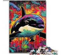 1000 Piece Jigsaw Graffiti Painting Whale Puzzles for Adults for Teenagers & Family Fun - DIY Brain Teaser Game Gift 26x38cm