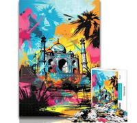 1000 Piece Jigsaw Graffiti Taj Mahal 1000 Pieces Jigsaw Puzzle For Adults Teens,Toy Intellectual Game Artists Collection, Fine Art 26x38cm