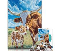 1000 Piece Jigsaw Grassland Cattle Adult Jigsaws 1000 Pieces Difficult,Interesting Stress Reduction Parent-child Interaction 26x38cm