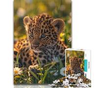 1000 Piece Jigsaw Grassland Leopard 1000 Piece Jigsaw Puzzle for Adults Teens,Toys Educational Games Stress Relieving Artists Collection, Fine Art 50x75cm