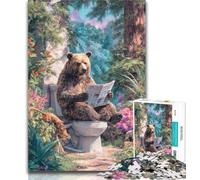1000 Piece Jigsaw Grizzly Bear on The Toilet 1000 Pieces Jigsaw Puzzle For Adults Teens,Toy Intellectual Game Artists Collection, Fine Art 50x75cm