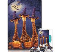 1000 Piece Jigsaw Halloween Animals 1000 Piece Jigsaw Puzzle for Adults And Teenagers,Unique Home Decor And Gifts for Age 14 50x75cm