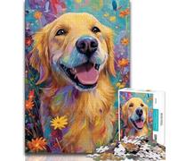1000 Piece Jigsaw Happy Golden Retriever 1000 Piece Jigsaw Puzzles for Adults & Teens,Educational Stress Relief Toy Great Gifts And Toys (50x75cm)
