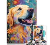 1000 Piece Jigsaw Happy Golden Retriever Jigsaw Puzzles for Teenagers,Educational Games Home Decoration Deal As Gifts for The Whole Family 75x50cm
