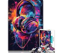 1000 Piece Jigsaw Headphones Colorful Splash Art 1000 Pieces Jigsaw Puzzles for Adults And Teens,Fun Activity for Home, Rainy Days Toys, Birthday Gifts 50x75cm