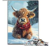 1000 Piece Jigsaw Highland Cow in Winter Difficult Puzzles for Adults 26X38CM Educational Activity for Cognitive Skills Cognitive Skill Improvement