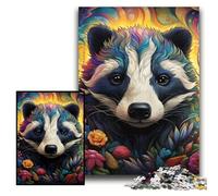 1000 Piece Jigsaw Honey Badger Flowers 1000-Piece Jigsaw Puzzle for Birthdays, Christmas, Halloween, Thanksgiving, Easter Size 26x38cm