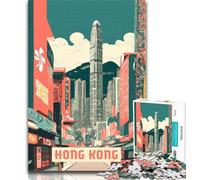 1000 Piece Jigsaw Hong Kong 1000 Piece Jigsaw Puzzles for Adults,for Is Ideal As A Gift for The Whole Family for And 14 Years Old 26x38cm