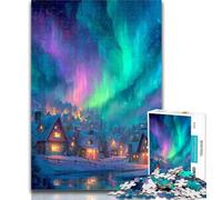 1000 Piece Jigsaw Houses Under The Aurora Adult Jigsaw Puzzles 1000 Pieces,Family Game Stress Reliever Difficult Challenge Great Gifts And Toys 50x75cm