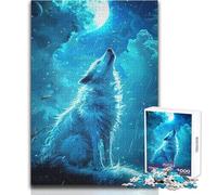 1000 Piece Jigsaw Howling Wolf Relaxing Leisure Time Activity Precision Cut Smooth Edge Play Toy Size 50x75cm