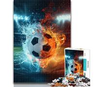 1000 Piece Jigsaw Ice And Fire Football Jigsaw Puzzles for Adults 1000,Educational Games Home Decoration Artists Collection, Fine Art 50x75cm
