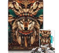 1000 Piece Jigsaw Indian Wolf 1000 Piece Jigsaw Puzzles for Teenagers,Stress Reliever Staycation Kill Time Funny Gift 50x75cm