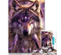 1000 Piece Jigsaw Indian Wolf 1000 Pieces Jigsaw Puzzle for Adults& Teens,Classic Educational Games Beautiful Decoration 50x75cm