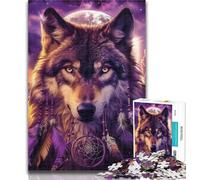 1000 Piece Jigsaw Indian Wolf Adult Jigsaws 1000 Pieces Difficult,Interesting Stress Reduction Parent-child Interaction 50x75cm
