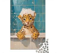 1000 Piece Jigsaw, Jaguar Bath Time, Festive Gift, 38x26cm/1000pcs