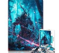 1000 Piece Jigsaw Japanese Neon Ninja Jigsaw Puzzles for Adults,Artistic Wall Decor & Birthday Gift Idea for Friends, Home Office 50x75cm