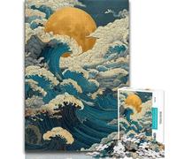 1000 Piece Jigsaw Japanese Style Waves Jigsaw Puzzles for Adults 1000 Piece,Perfect for Game Nights, Colorful Toy for Home Gift (38x26cm)
