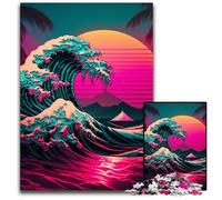 1000 Piece Jigsaw Japanese Waves Jigsaw Puzzles for Adults Challenging Brain Teaser for Teenagers, Family Game Night Fun 50x75CM/19.68x29.52inch