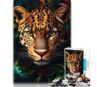 1000 Piece Jigsaw Jungle Leopard Puzzles 1000 Pieces for Teenagers,Stress Reliever Difficult Challenge Enhance Love between Couples 50x75cm