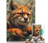 1000 Piece Jigsaw Jungle Lynx 1000 Piece Jigsaw Puzzles for Adults & Teens,with Matching Poster And Trivia Sheet for Age 14 75x50cm