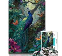 1000 Piece Jigsaw Jungle Peacock Jigsaw Puzzles for Teenagers 1000 Pieces,Challenging Game And Family Play Secret Santa Gifts 26x38cm