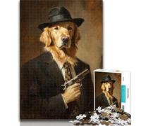 1000 Piece Jigsaw Killer Golden Retriever Adult Puzzles 1000 Pieces,Learning Educational Toys Family Games Enhance Love between Couples 75x50cm