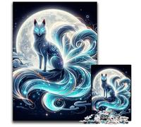 1000 Piece Jigsaw Kitsune Fox Neon Japan paper Jigsaw Puzzles for Adults Brain Teaser Game Interactive Family Game Suitable for Ages 14 1000 PCS(38x26cm)