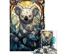 1000 Piece Jigsaw Koala Stained Glass Fun at Home Activities, Precision Cutting Anti-Stress Toys Suitable for People Aged 14 And Above (50x75cm)