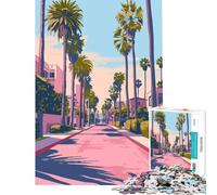 1000 Piece Jigsaw LA Evening Retro Art Brain Intelligence Challenge Addictive Toys Educational Games Hand Speed Race Gifts For Birthdays (Size 38x26cm)