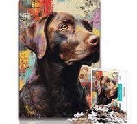 1000 Piece Jigsaw Labrador Retriever Oil Painting 1000 Piece Jigsaw Puzzles for Adults & Teens,with Matching Poster And Trivia Sheet for Age 14 (50x75cm)