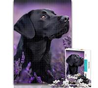 1000 Piece Jigsaw Lavender And Labrador Puzzles 1000 Pieces for Teenagers,Stress Reliever Difficult Challenge Enhance Love between Couples 26x38cm