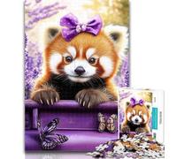 1000 Piece Jigsaw Lavender Red Panda Jigsaw Puzzle 1000 Pieces for Adults,Interesting Stress Reduction Parent-child Interaction 26x38cm