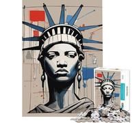 1000 Piece Jigsaw Liberty Basquiat Style Relaxing Games Brain Intelligence Challenge Addictive Toys Gifts for Women Men Hand Speed Race (Size 38x26cm)