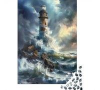 1000 Piece Jigsaw, Lighthouse in The Storm, 38x26cm/1000pcs